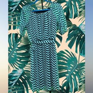 NWOT Teal & Black Chevron Print Dress 👗